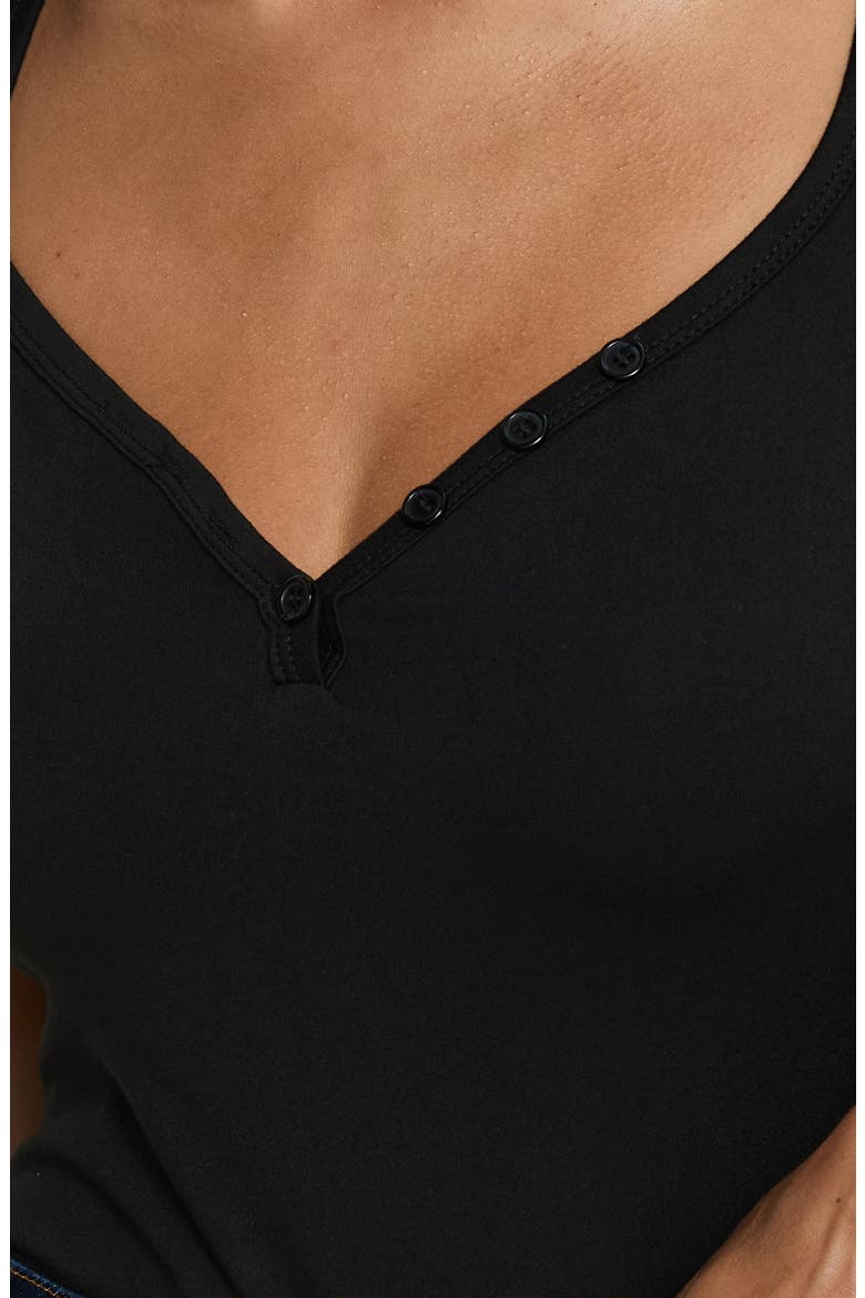 Laretta Button Up Bodysuit, Alternate, color, BLACK