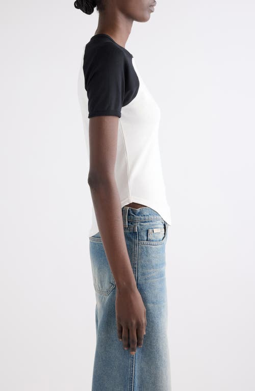 Courrèges Circle Contrast White And Black Cotton T-shirt In White