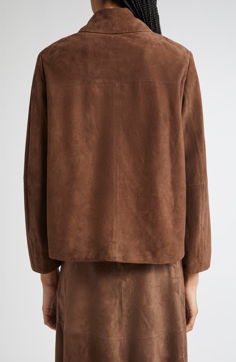 Max Mara Cloe Suede Shirt Jacket, Alternate, color, Dark Brown