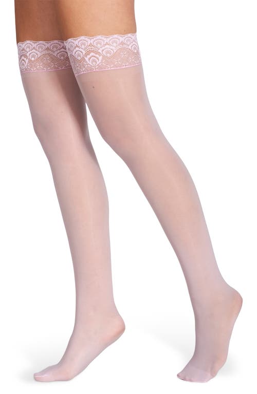 Lechery ® Lustrous Silky Glossy 20 Thigh High Stockings In Pink