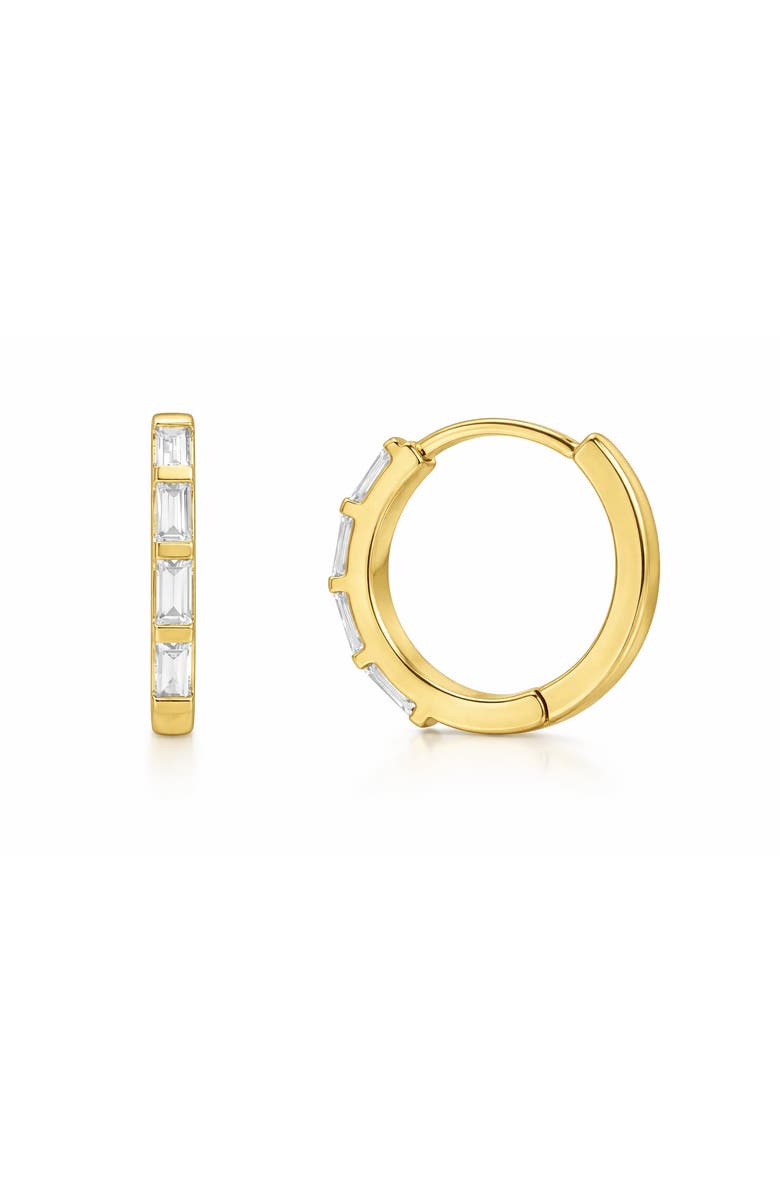 Balacia Baguette Diamond Hoop Earrings, Main, color, Yellow Gold