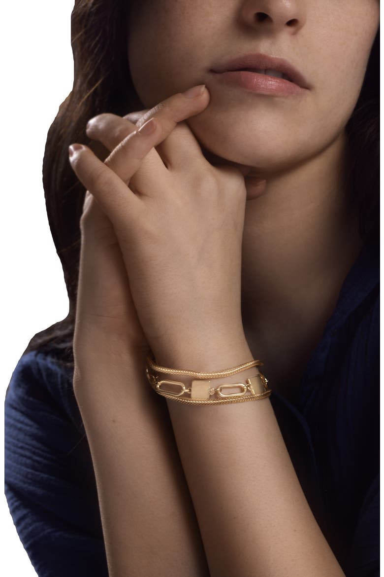 Chain Link Hammered Bracelet, Alternate, color, GOLD
