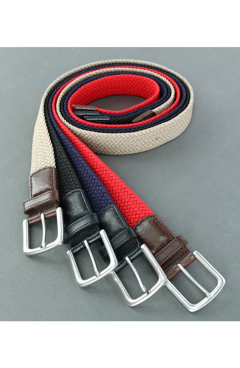 Trafalgar Riverside Solid Stretch Weave Belt, Alternate, color, Black