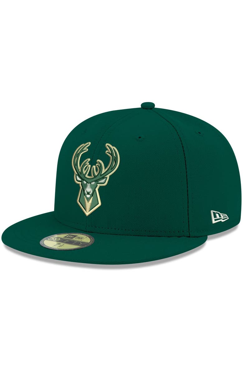 New Era Men's New Era Green Milwaukee Bucks Official Team Color 59FIFTY Fitted Hat, Main, color, 