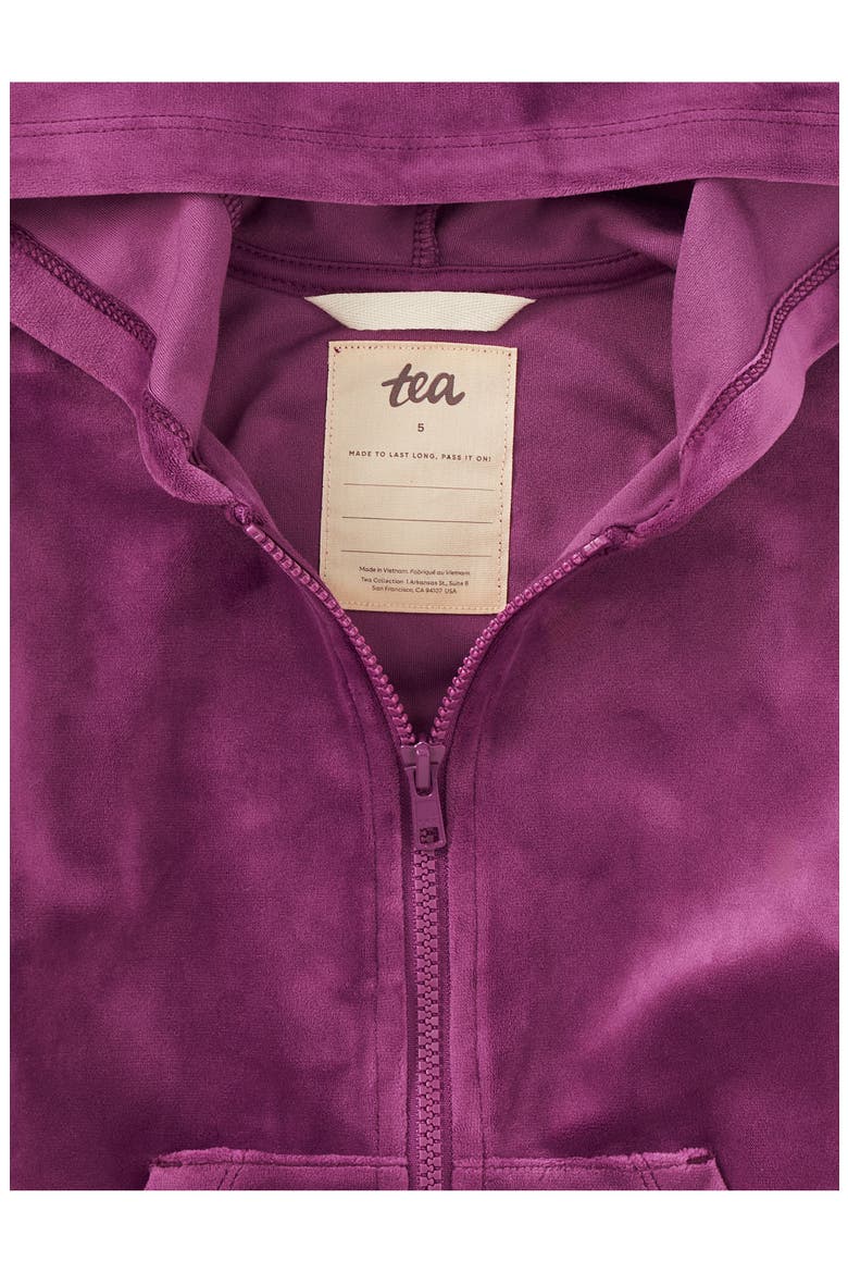 Cat Ears Velour Hoodie, Alternate, color, Cosmic Berry