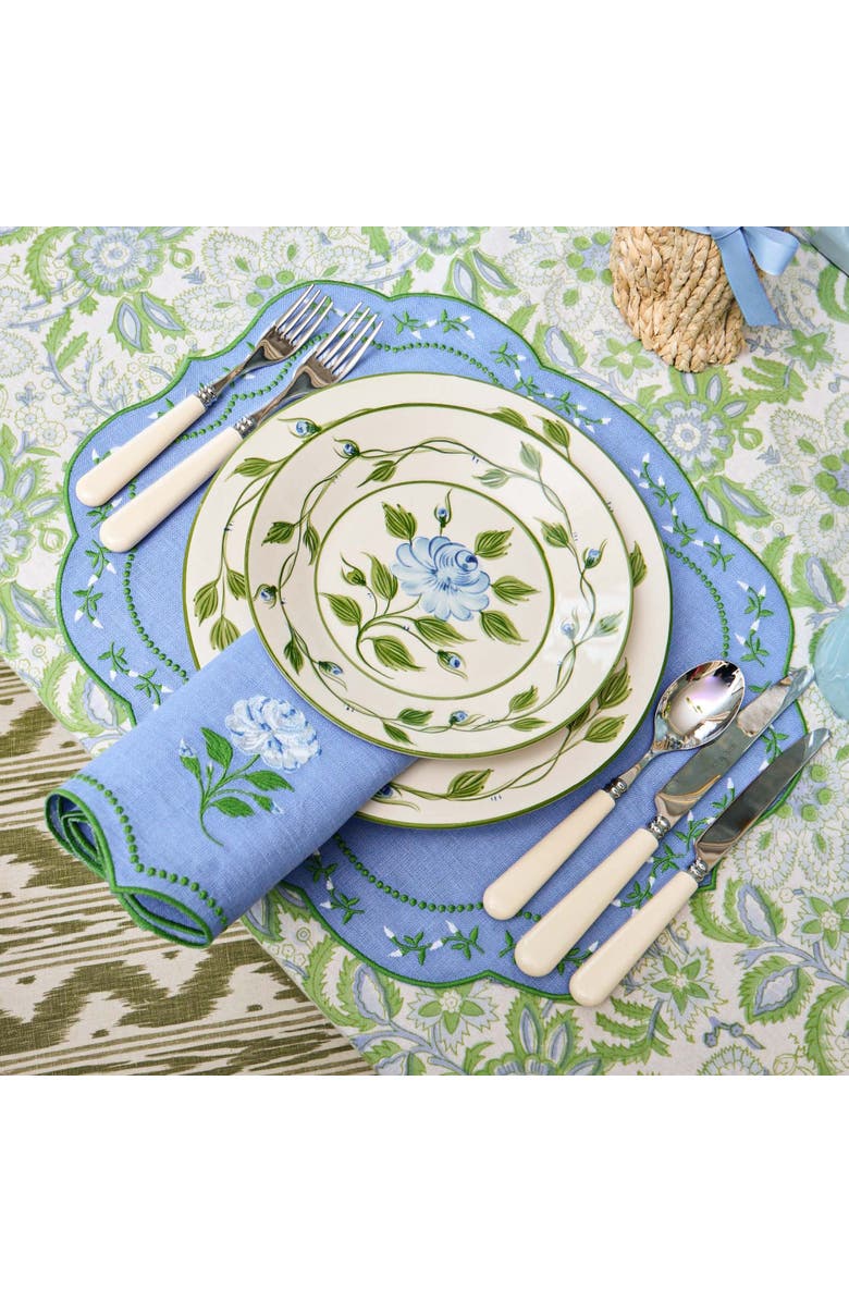 Mrs. Alice Rose Embroidered Linen Napkins, Alternate, color, Blue