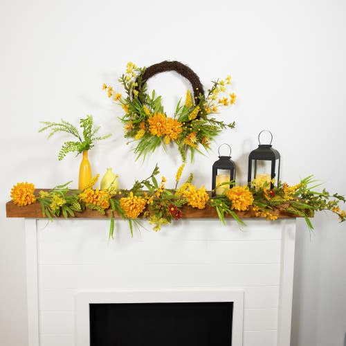 Northlight Peonies And Berries Floral Artificial Fall Harvest Twig Half Wreath In Multi