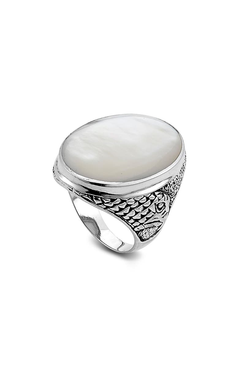 SAMUEL B. Sterling Silver & Mother-of-Pearl Oval Ring, Main, color, White
