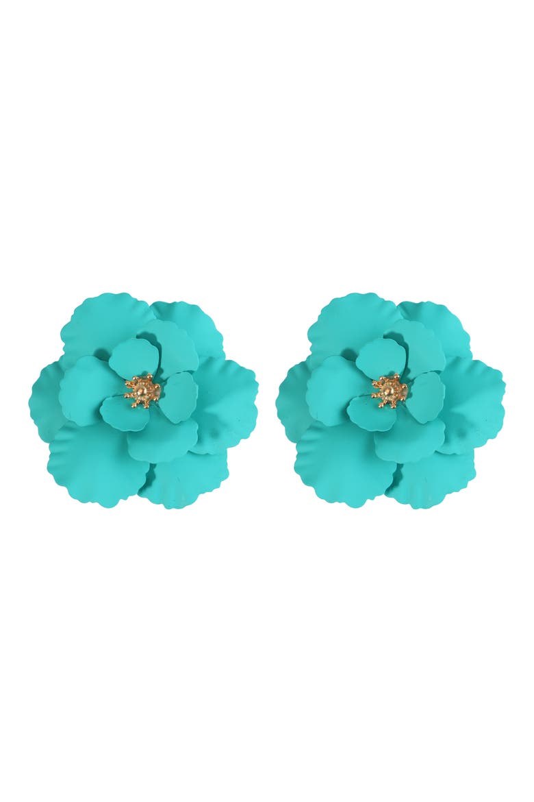 Flower Stud Earrings, Main, color, TURQUOISE