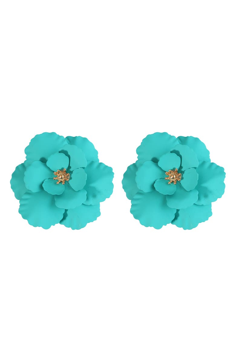 Panacea Flower Stud Earrings, Main, color, Turquoise