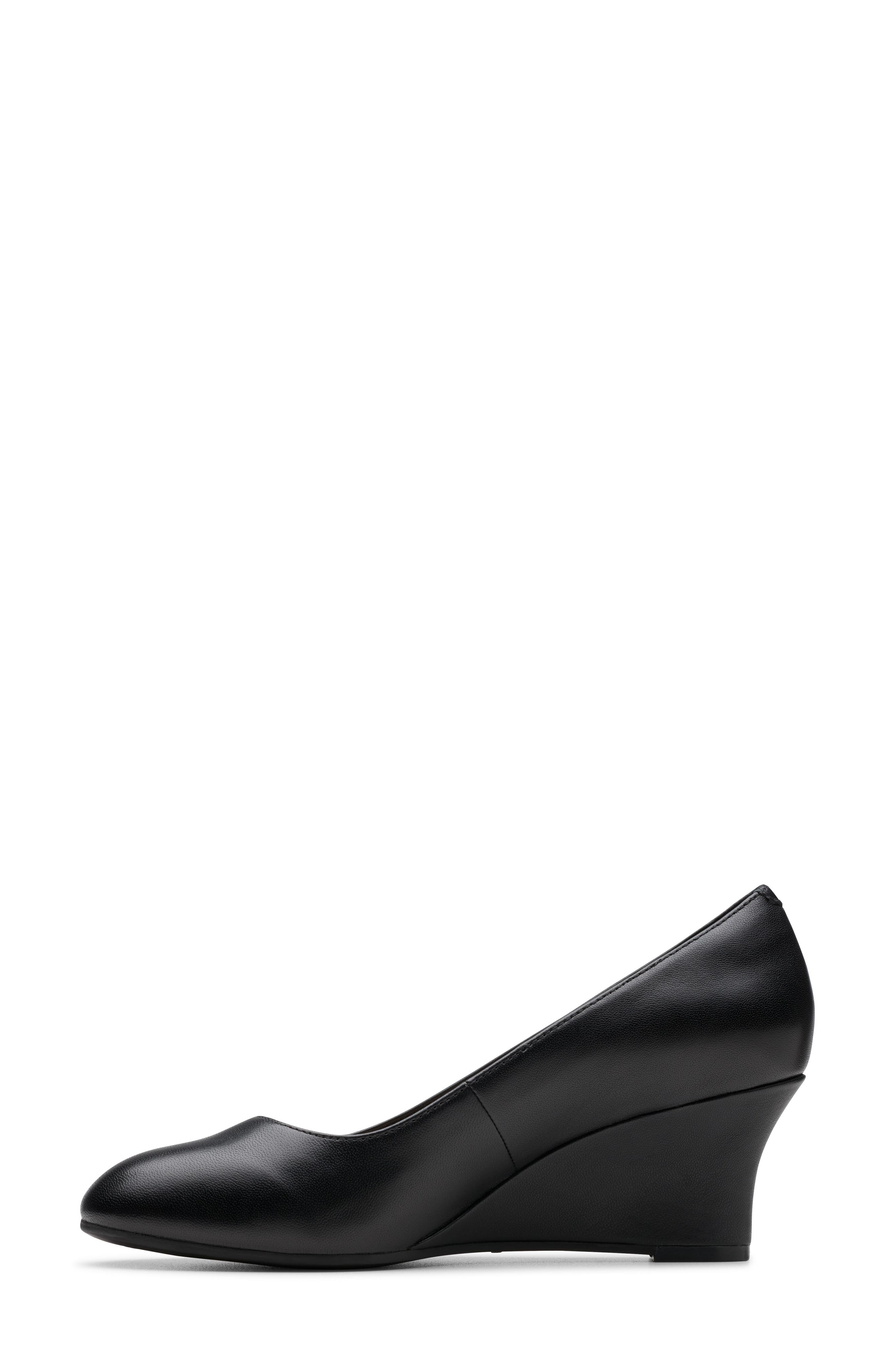 Clarks<sup>®</sup> Olivette Pearl Wedge Pump, Alternate, color, Black Leather