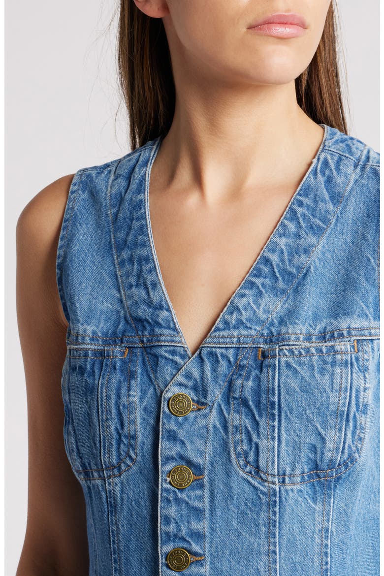 Sleeveless Denim Trucker Minidress, Alternate, color, DELAWARE