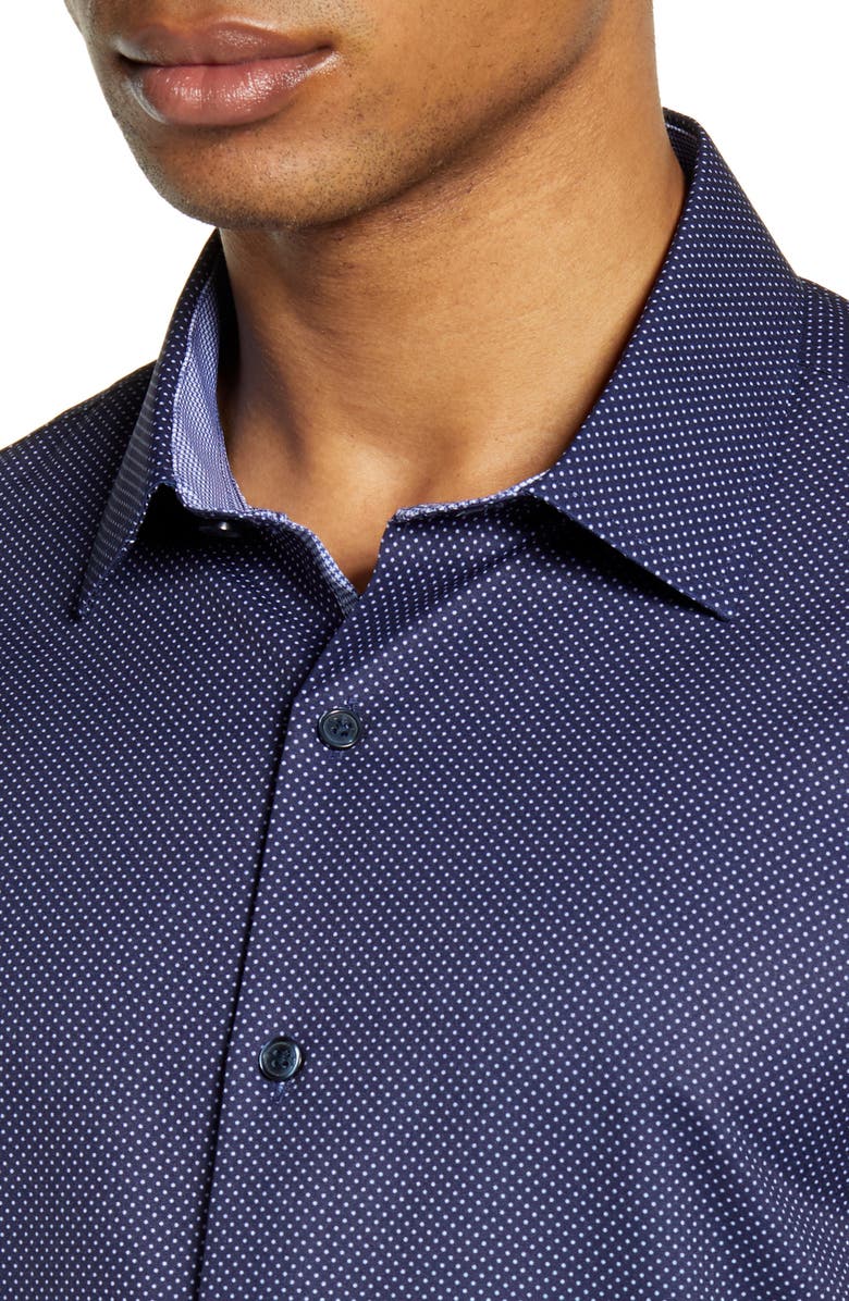 W.R.K Slim Fit Performance Stretch Dot Dress Shirt, Alternate, color, Navy