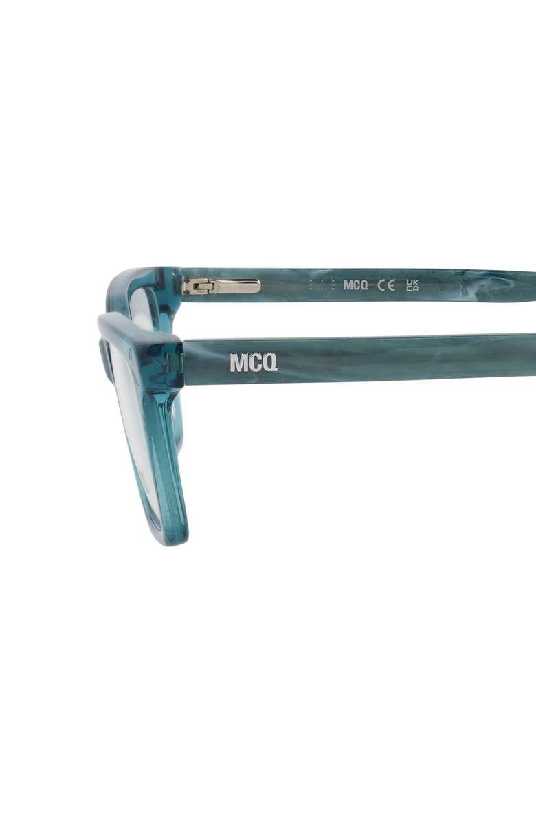 McQueen 51mm Rectangular Optical Glasses, Alternate, color, Blue Blue Transparent