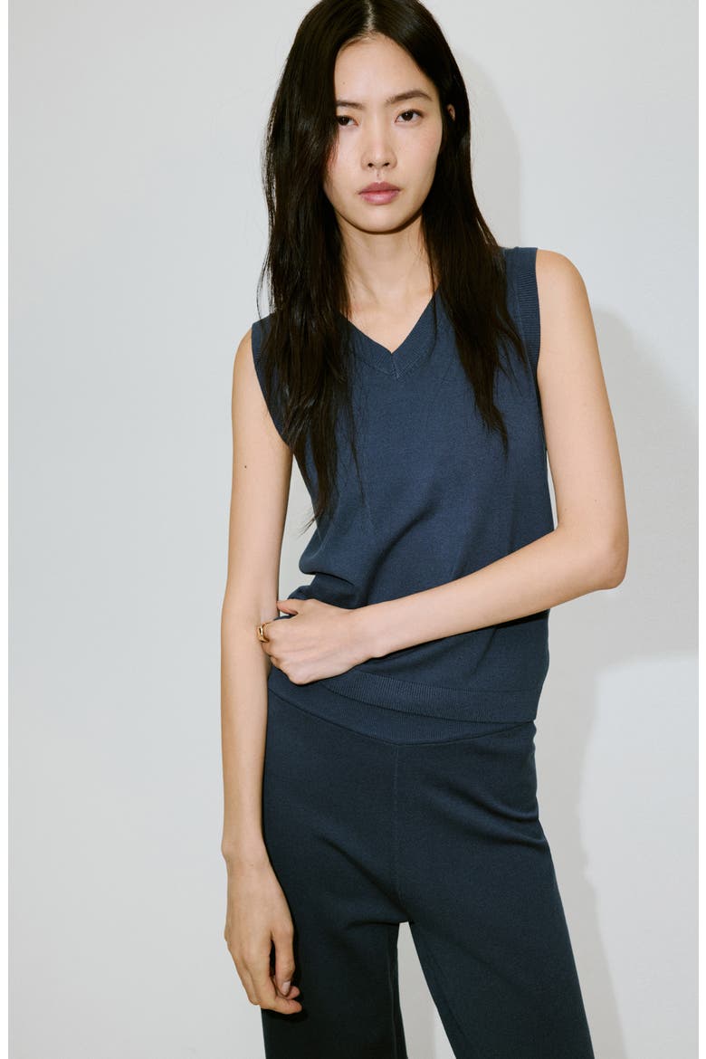 Knit Wide Leg Trousers, Alternate, color, BLUE