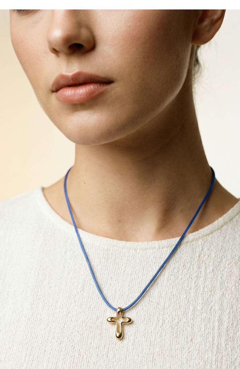 ARGENTO VIVO Cross Cord Necklace, Alternate, color, Gold/ Blue