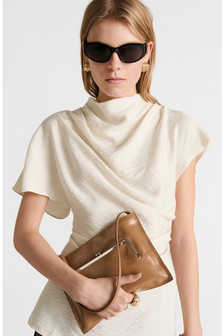 Textured Drape Neck Top, Alternate, color, ECRU