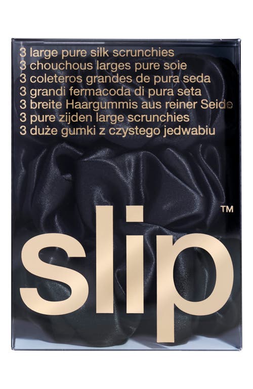 Slip 3-pack Large Silk Scrunchie Set In Black