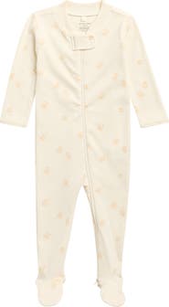 QUINCY MAE Print Organic Cotton Zip Footie