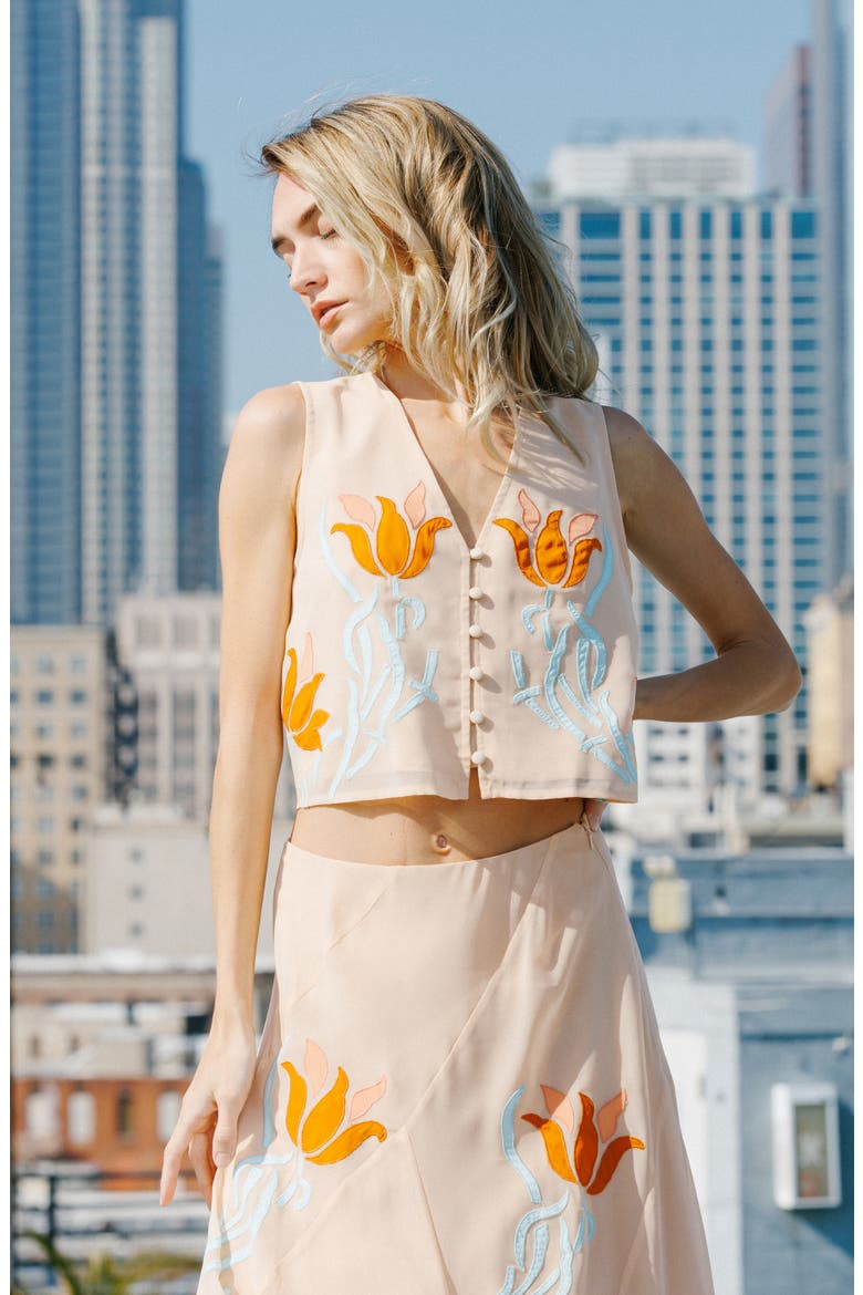 Verda Appliqué Crop Vest, Alternate, color, ORANGE