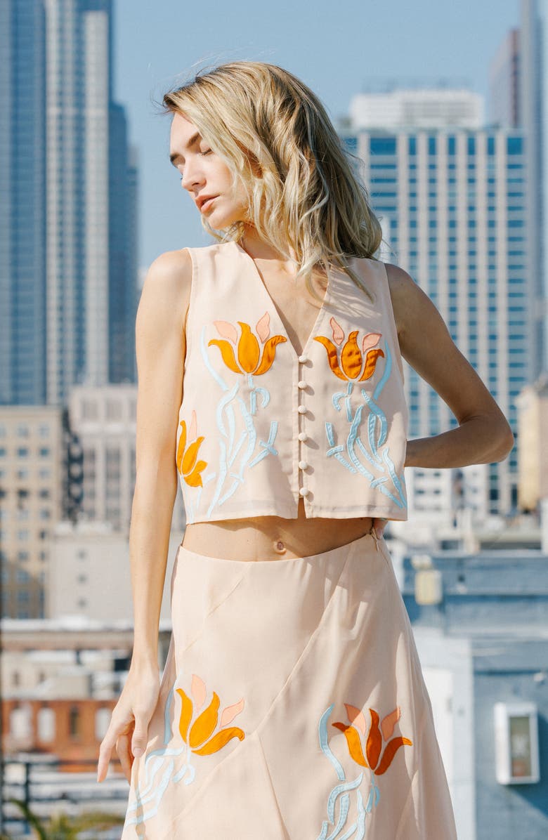 CIEBON Verda Appliqué Crop Vest, Alternate, color, Orange
