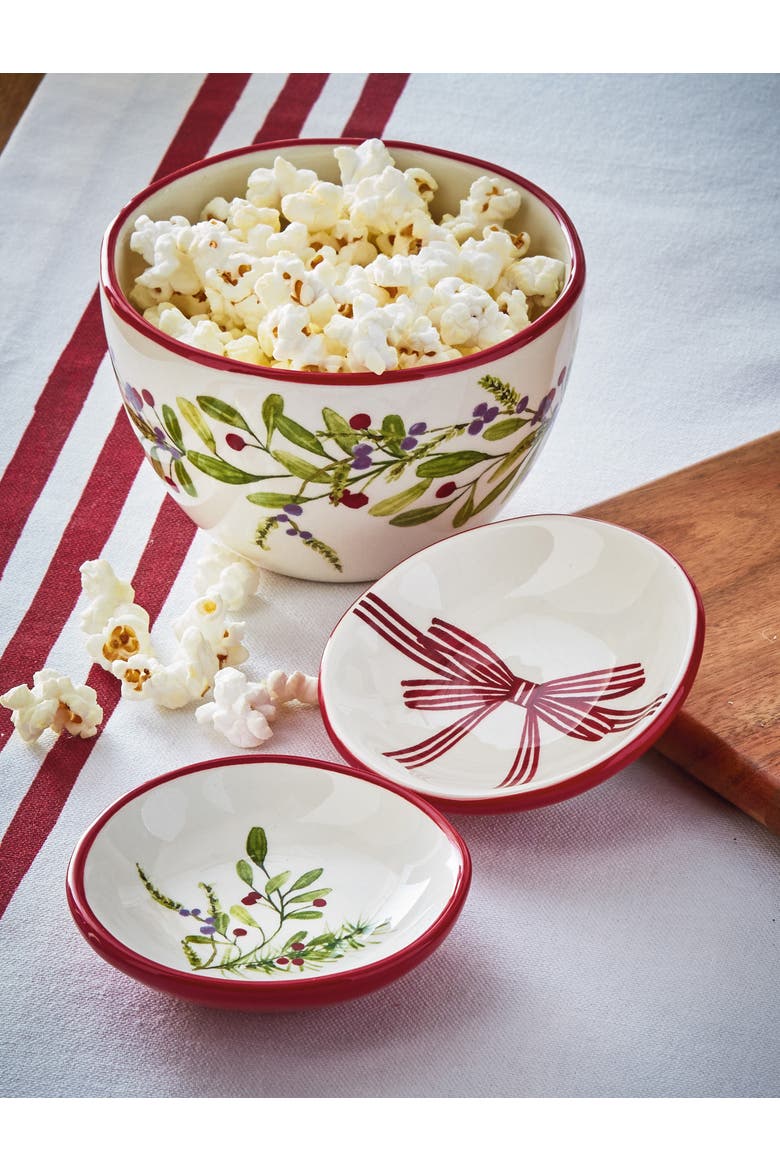 Winter Berries Earthenware Snack Bowl Multi 17 oz 5.06x5.06x3.29 in, Alternate, color, Green