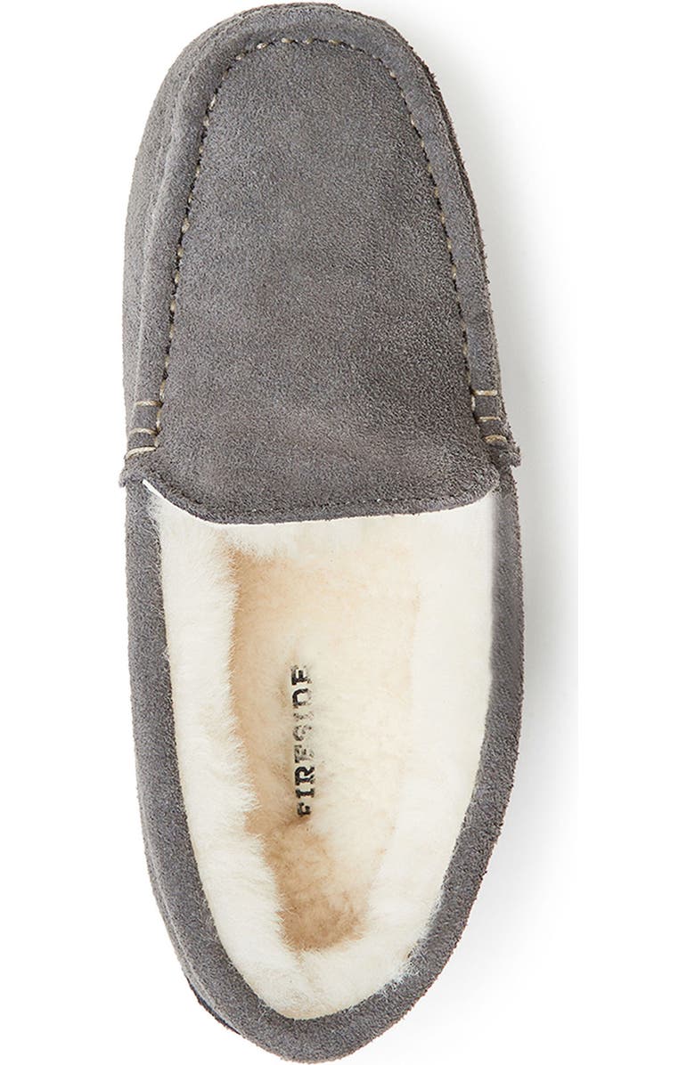 DEARFOAMS Fireside Mel Genuine Shearling Moccasin Slipper, Alternate, color, Grey