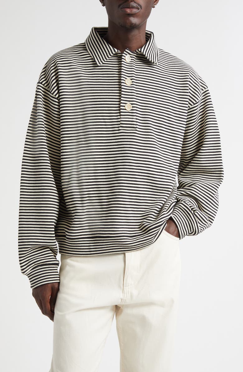 Marni Boxy Fit Stripe Cotton Polo Sweatshirt, Main, color, 