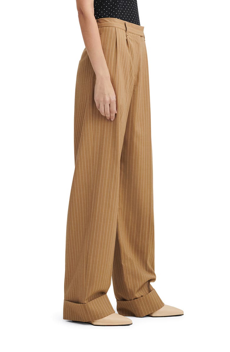 rag & bone Marianne Stripe Ponte Pants, Alternate, color, Camelstrp