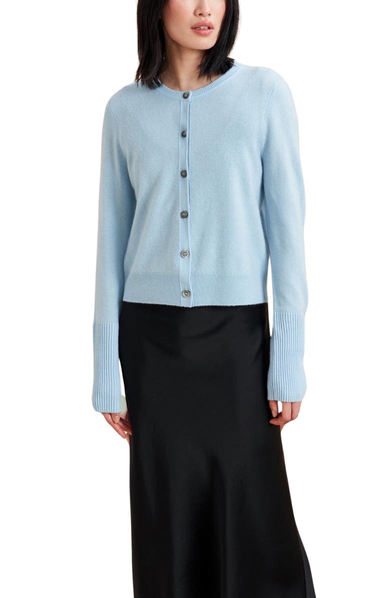 La Ligne Solid Lean Lines Cardigan, Main, color, Light Blue