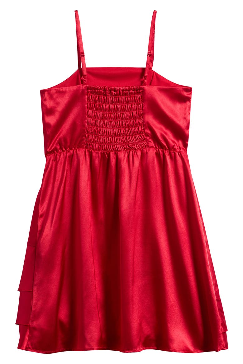 Kids' Ruffle Satin Dress, Alternate, color, RED