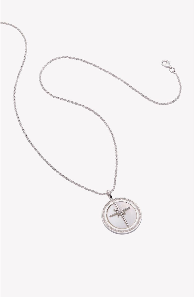 Rizen Jewelry True Direction Compass Necklace, Alternate, color, Sterling Silver
