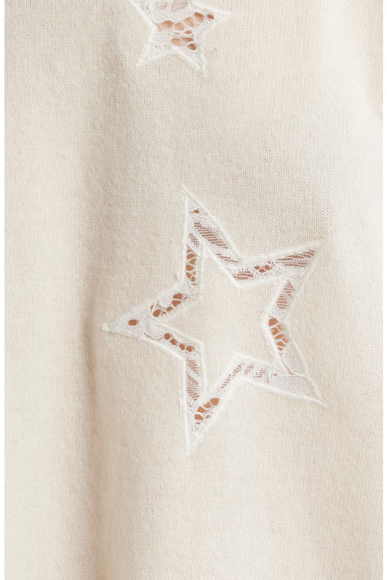 Westcott Star Lace Detail Wool & Cashmere Sweater, Alternate, color, IVORY