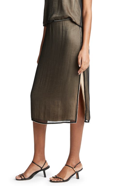 Vince Beaded Border Sheer Midi Skirt In Black