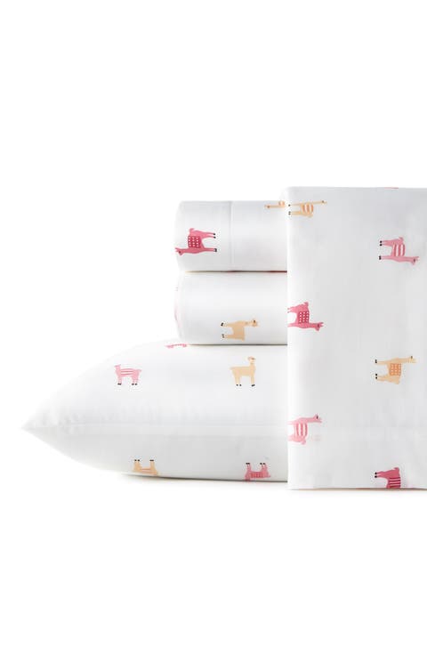 Miss Llama 200 Thread Count Cotton Percale Sheet Set