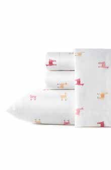POPPY AND FRITZ Miss Llama 200 Thread Count Cotton Percale Sheet Set