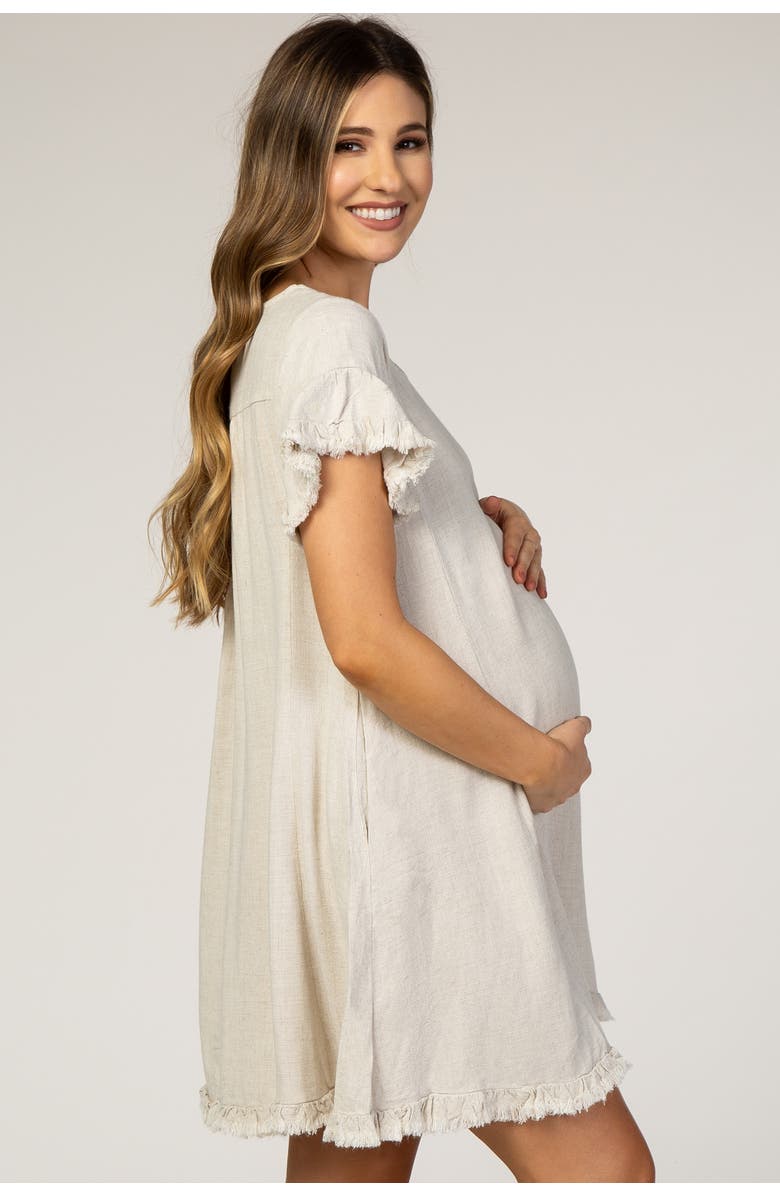 PinkBlush Fringe Linen Dress, Alternate, color, Beige