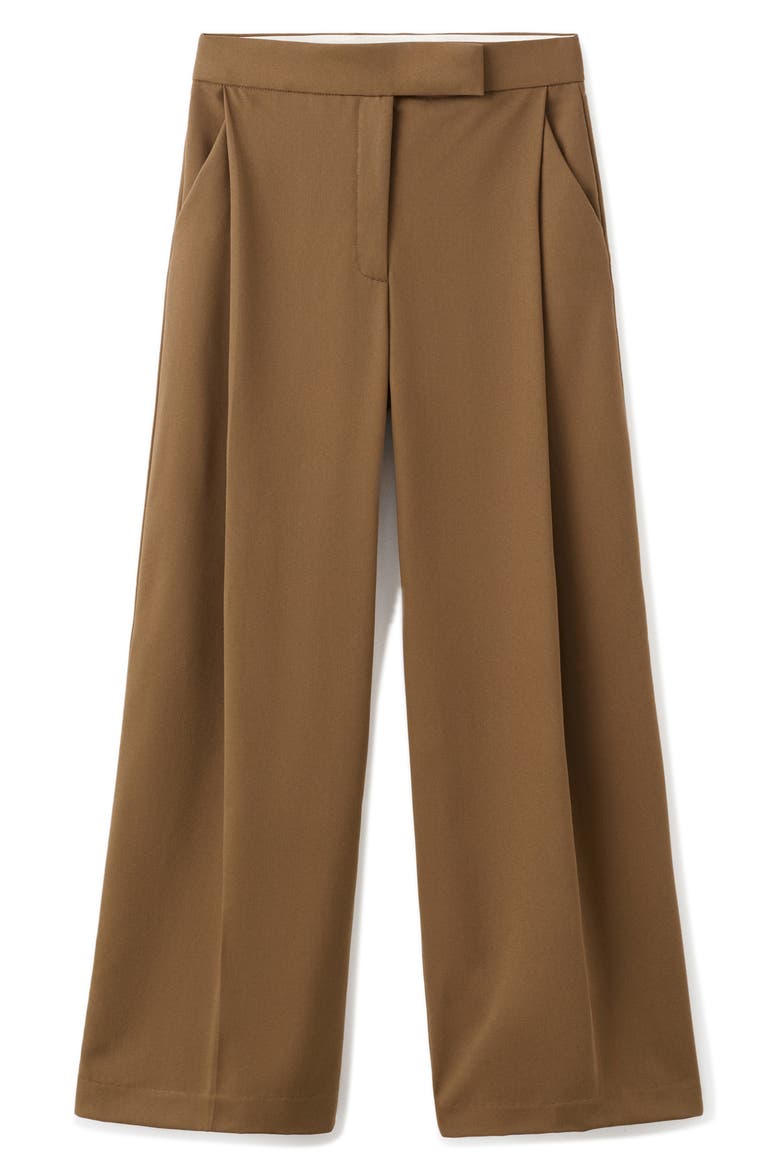 Pleated Wide Leg Pants, Alternate, color, MEDIUM BROWN