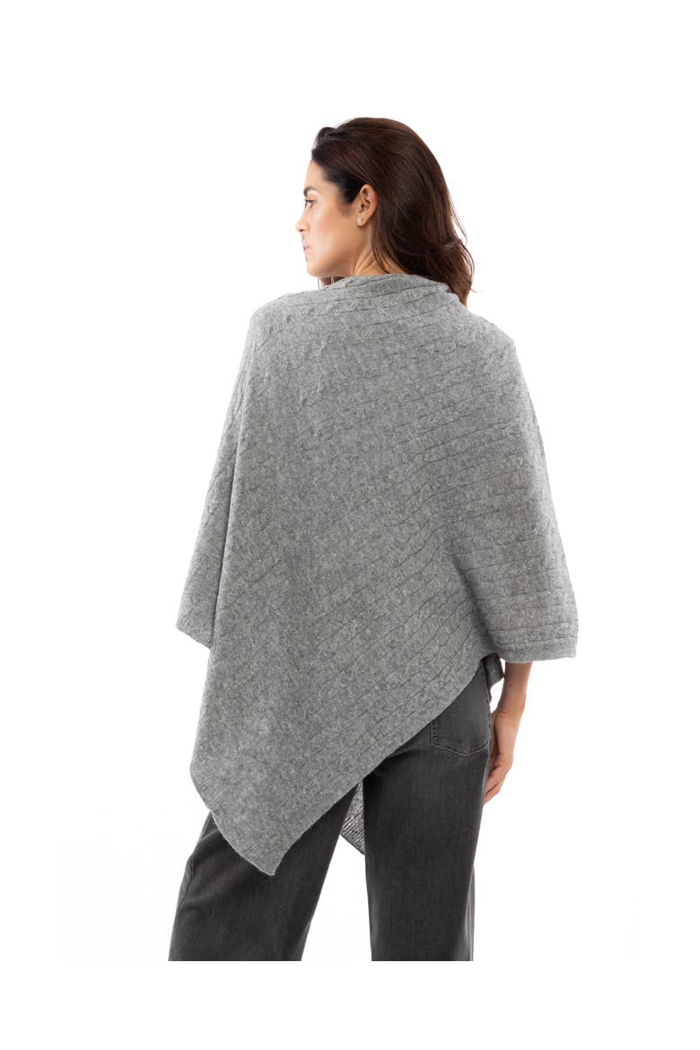 Pure Cashmere Textured Knit Poncho, Alternate, color, Melange Grey