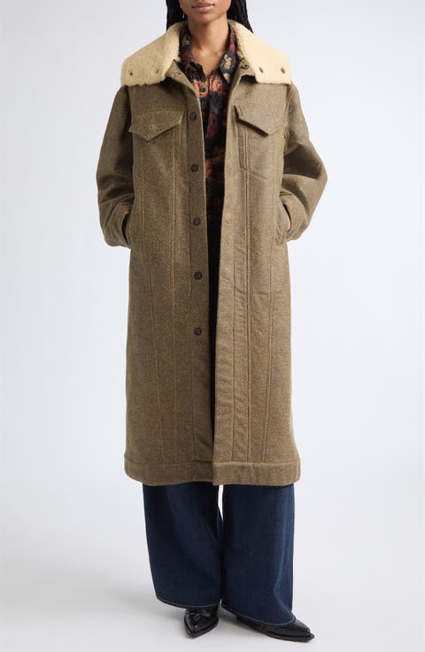Kat Shearling Collar Trucker Coat