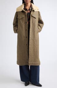 R13 Kat Shearling Collar Trucker Coat