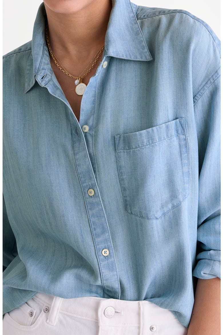Birdie Chambray Button-Up Shirt, Alternate, color, LIGHT ACID WASH