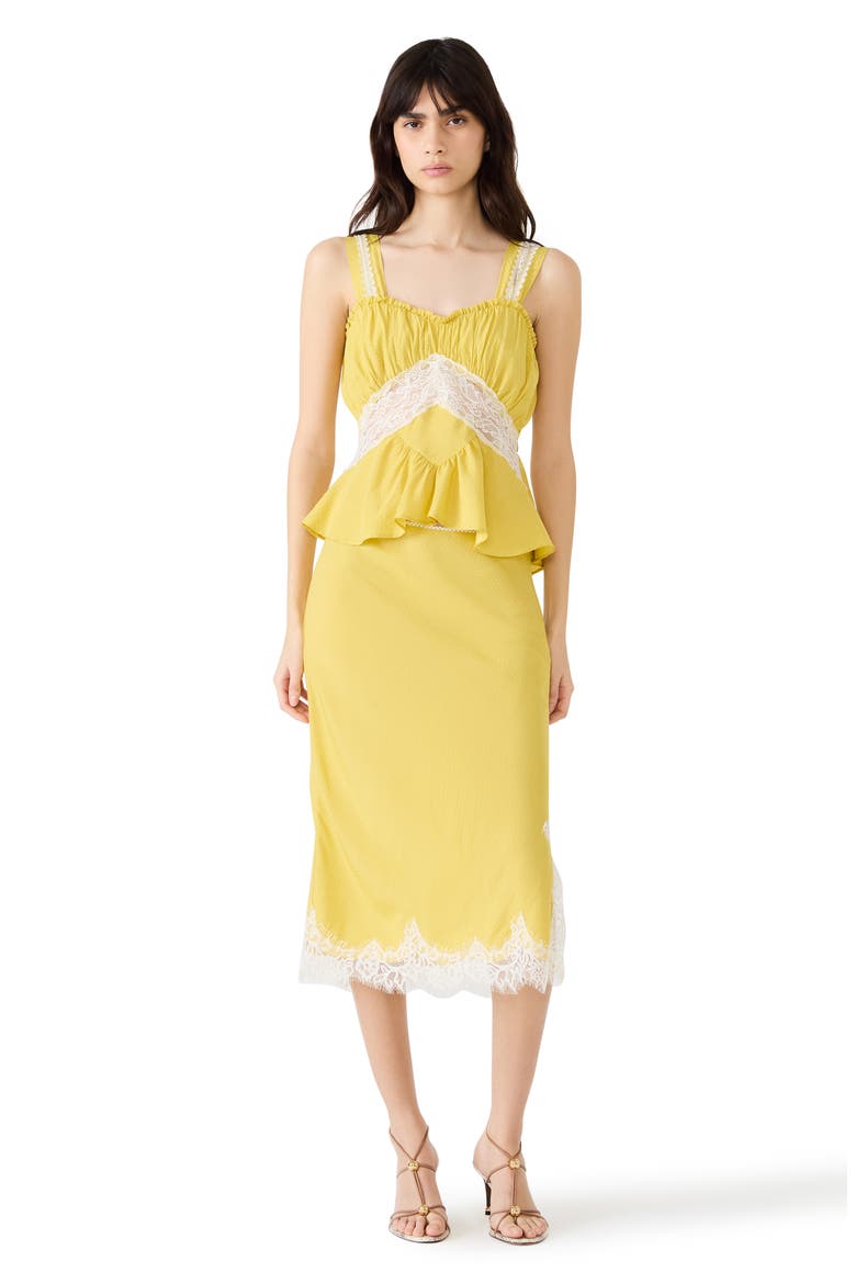 Cinthia Lace Trim Midi Skirt, Alternate, color, GOLDEN LIME