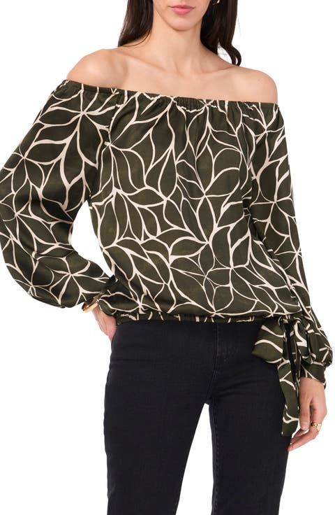 Off the Shoulder Tie Hem Top