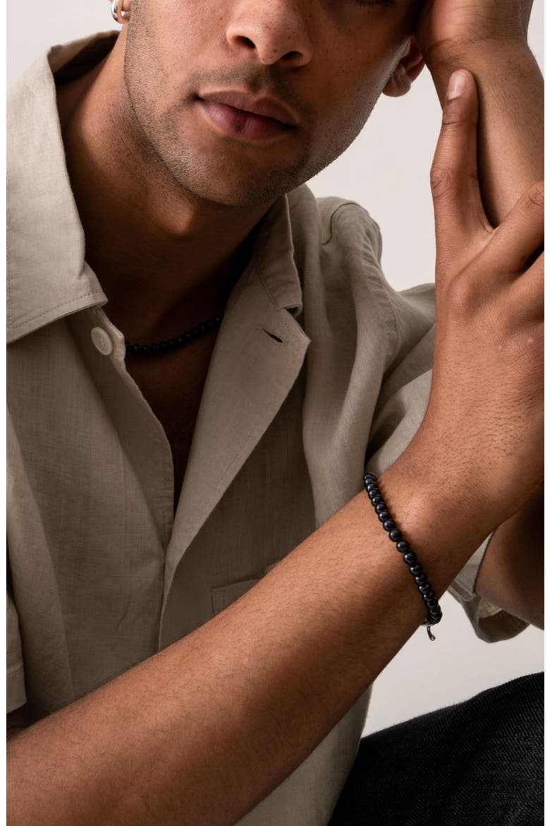Men's Black Pearl Bracelet, Alternate, color, Sterling Silver