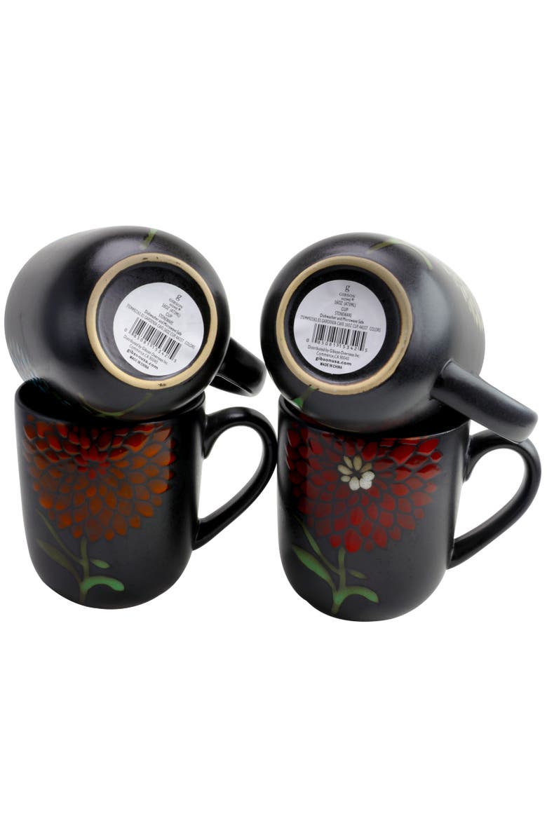 Gardenia Cafe 16 oz. Assorted Mug Set, Set of 4, Alternate, color, Black and Multi
