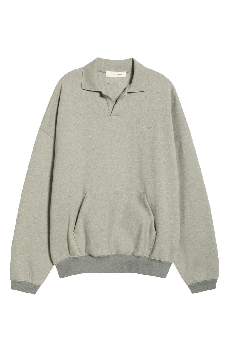 Fear of God Essentials Signature '90s Polo Sweatshirt, Main, color, Concrete/Dark Concrete Heather