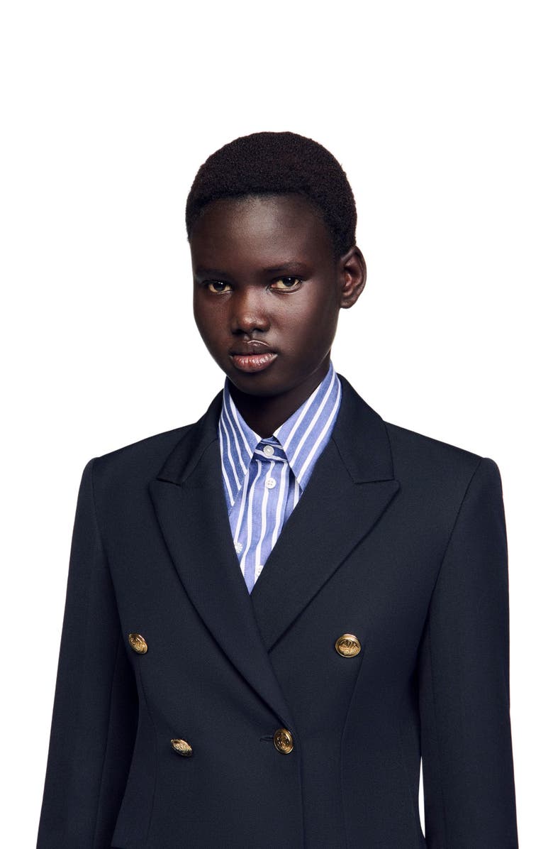 SANDRO Double-breasted suit jacket, Alternate, color, 