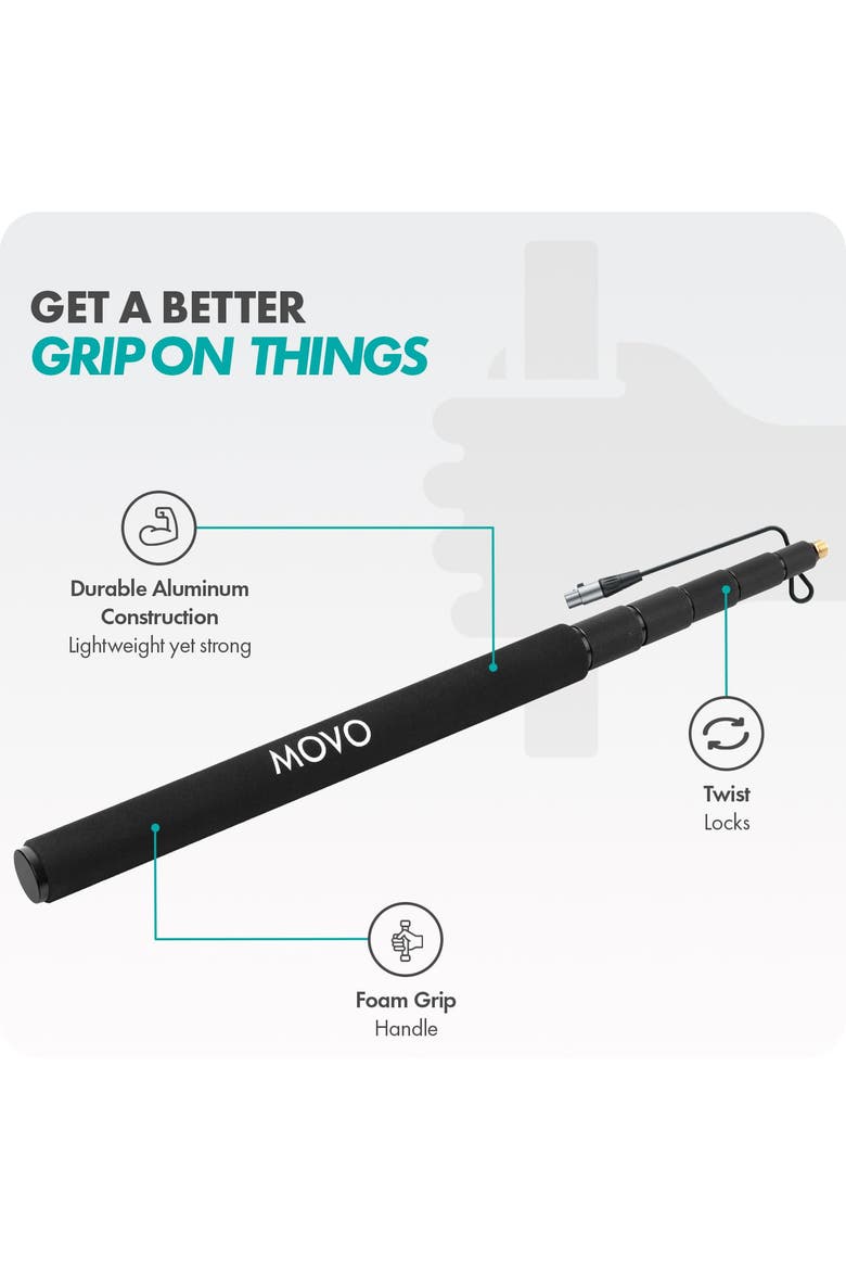 CMP-17C Professional 9.8' Aluminum Boom Pole for Shotgun Microphones with Internal XLR Cable, Alternate, color, Black