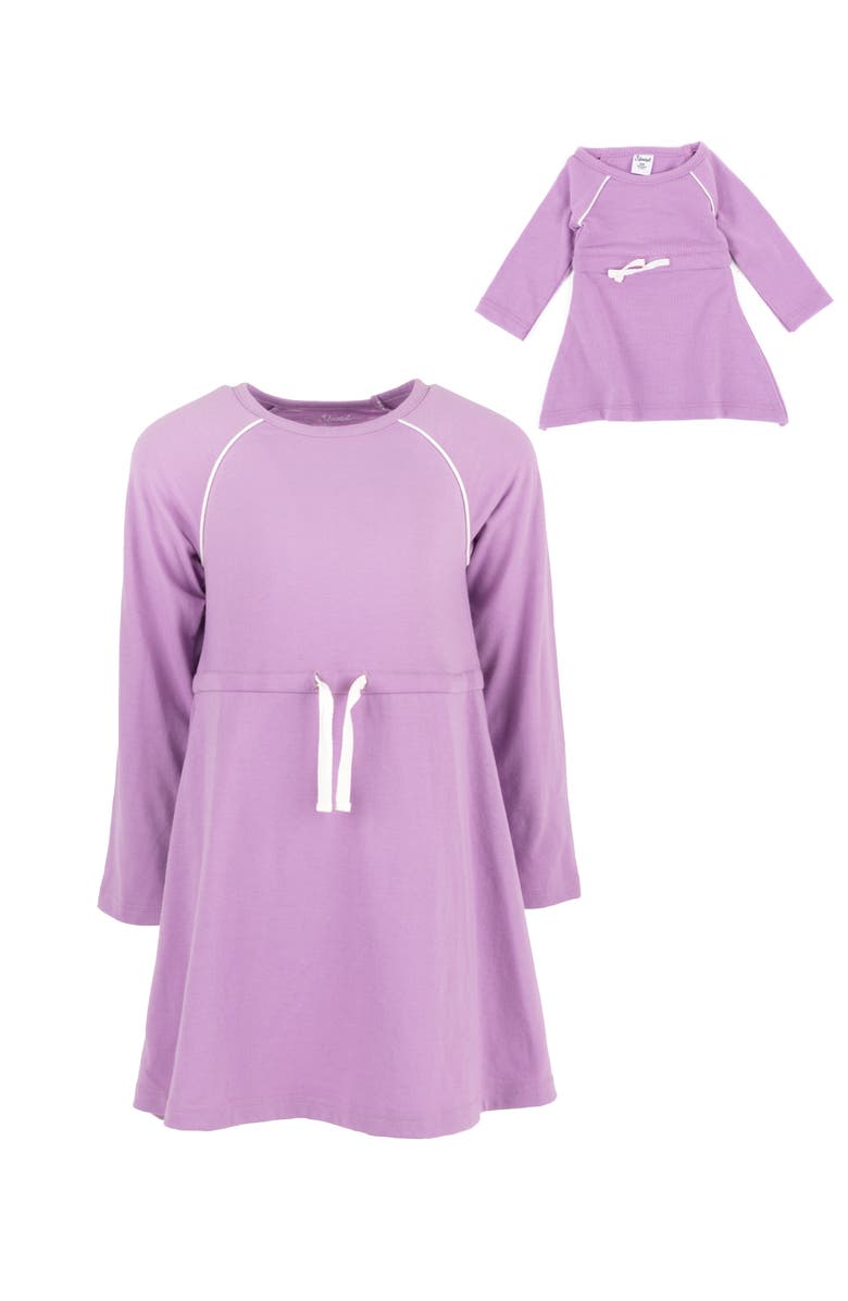 Leveret Girls Bow Tie Dress with Matching Doll Dress, Alternate, color, Purple